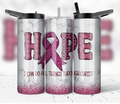 Hope Breast Cancer Awareness 20oz Tumbler - I Can Do All Things Through Christ - Marble & Pink Glitter Faith Cup