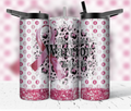 20oz Stainless Steel Tumbler - Breast Cancer Warrior Pink Leopard Design - Insulated Travel Mug with Lid and Straw