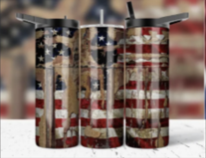 Distressed American Flag 20oz Stainless Steel Tumbler