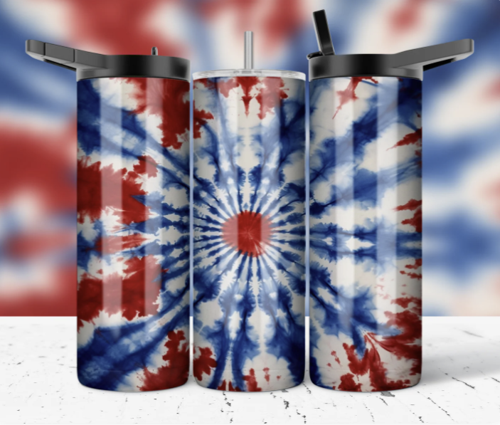 Patriot Kaleidoscope Tie-Dye 20oz Skinny Tumbler