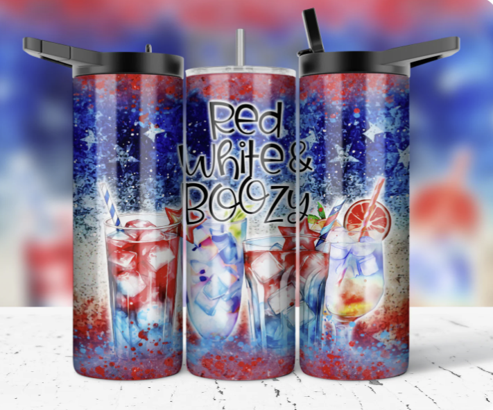Red, White & Boozy Patriotic 20oz Tumbler | Insulated Stainless Steel Drinkware