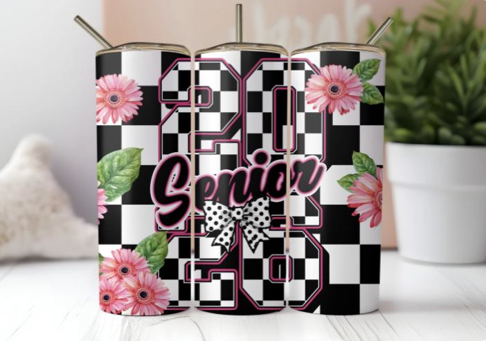 2026 Senior Edition: Floral Checkered 20oz Tumbler