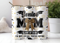 Senior Mom Class of 2026 Tumbler - 20oz Stainless Steel Graduation Gift with Leopard Bow